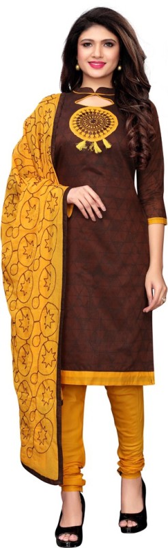 Saara Poly Chanderi Printed, Embroidered Salwar Suit Material(Unstitched)