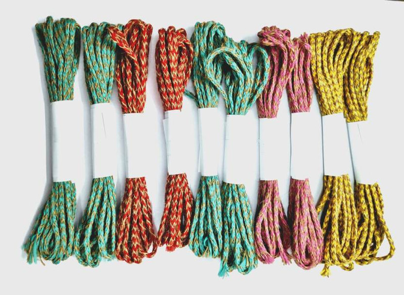 craft express Dual Color Jute Thread Twisted Rope for DIY Art and Craft Projects and Decoration (5 Roll of 5mtr Each)