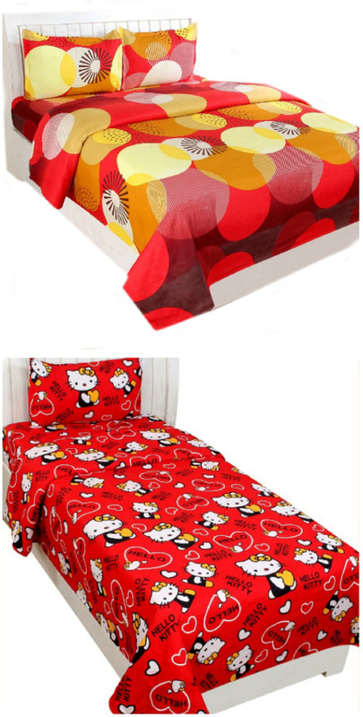 mashiva 150 TC Cotton Double Printed Bedsheet(Pack of 2, Multicolor)