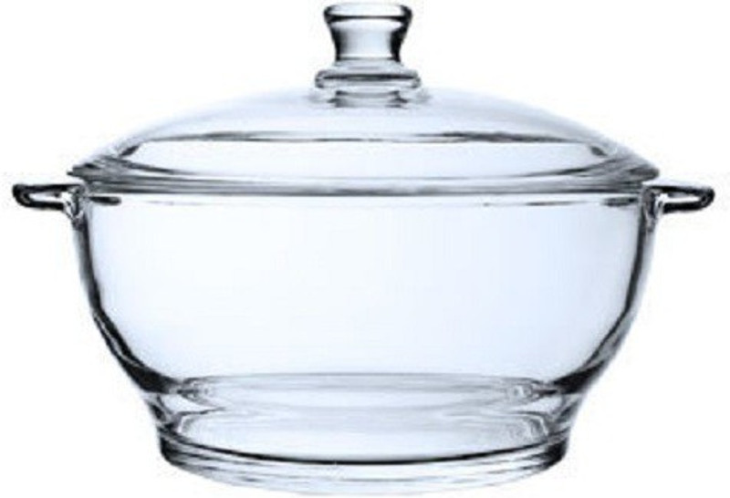 fancy craft Glass Bowl with Lid, 1.5 L Glass Serving Bowl(Clear, Pack of 1)