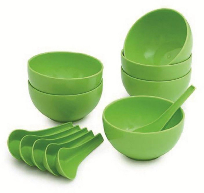 asian deals Plastic Disposable Soup Bowl(Green, Pack of 12)