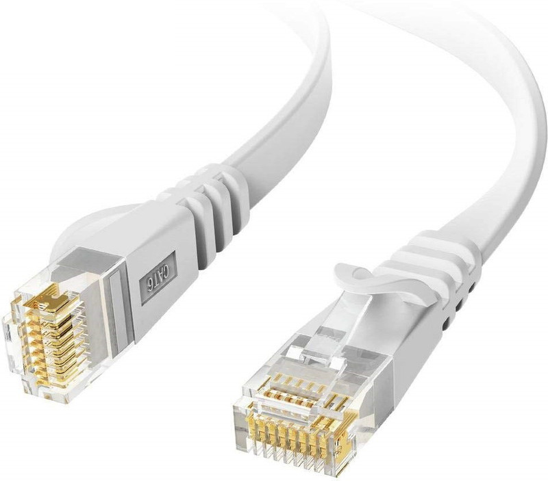 Protokart Ultra Premium Flat and Flexible 2 metre CAT6 Patch Cord 2 m Network Cable(Compatible with PC, Computer, Laptop, White, One Cable)