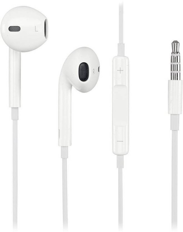 izac white earphone Wired Headset with Mic(White, In the Ear)