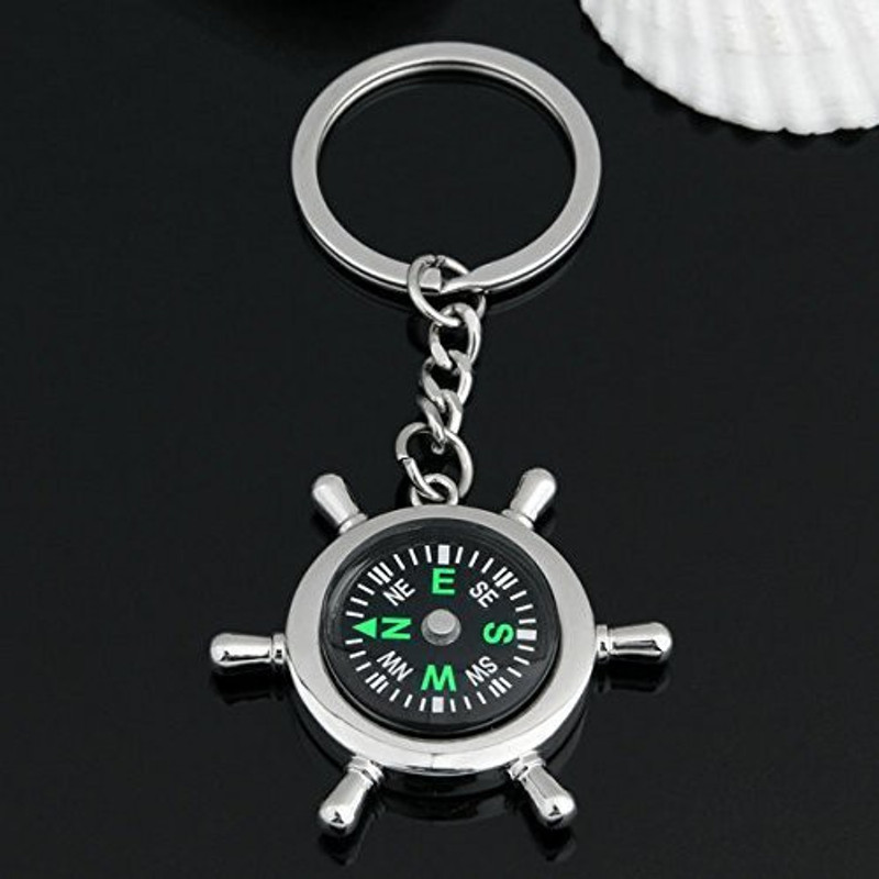 mitron Compass Silver Metallic Key Chain Key Chain