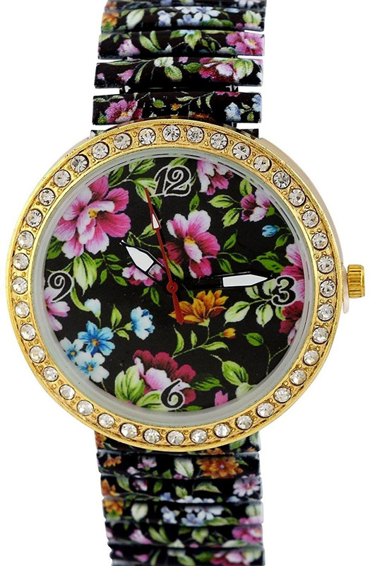 Genevaa Beautiful Dark Blue Flower Designer Party Wear Stretchable Band Analog Watch - For Women Genevaa Beautiful Dark Blue Flower Designer Party Wear Stretchable Band Analog Watch - For Women
