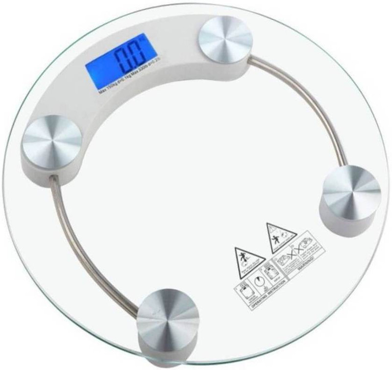 Qoibito Health Human Body Weight Machine 2003A Round Glass Weighing Scale(White)
