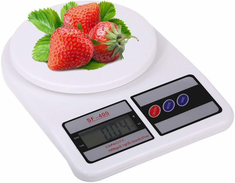 wewholeseller 10kg Electronic Cooking Food Scale with LCD Display for Home, Christmas, Accurate Gram and Slim Design Weighing Scale(White)