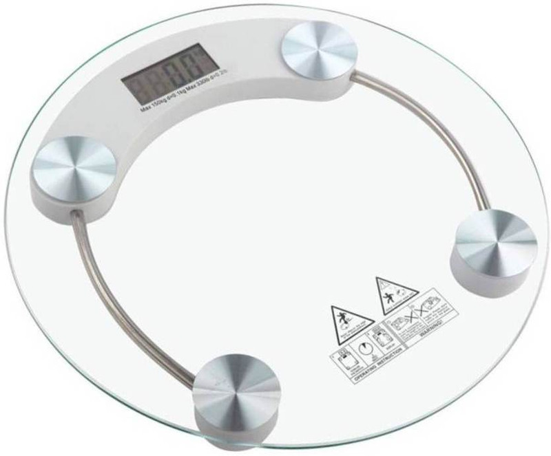 Qoibito Personal Health Human Body Weight Machine 2003A Round Glass Weighing Scale(White)