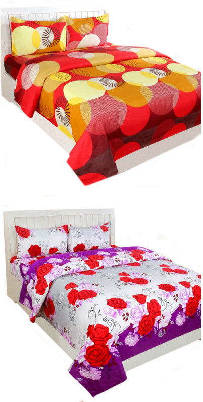 chouhan 150 TC Polycotton Double Floral Bedsheet(Pack of 2, Multicolor)