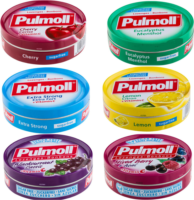 pulmoll ALLFLAV1 LEMON CITRON, EXTRA STRONG, BLACK CURRANT, EUCALYPTUS MENTHOL, CHERRY, MIXED BERRY(Pack of 6)