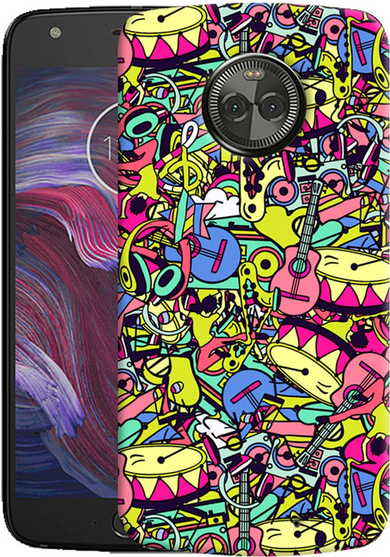 polymol Back Cover for Motorola Moto X4(drums guitar and everything doodle, Hard Case)