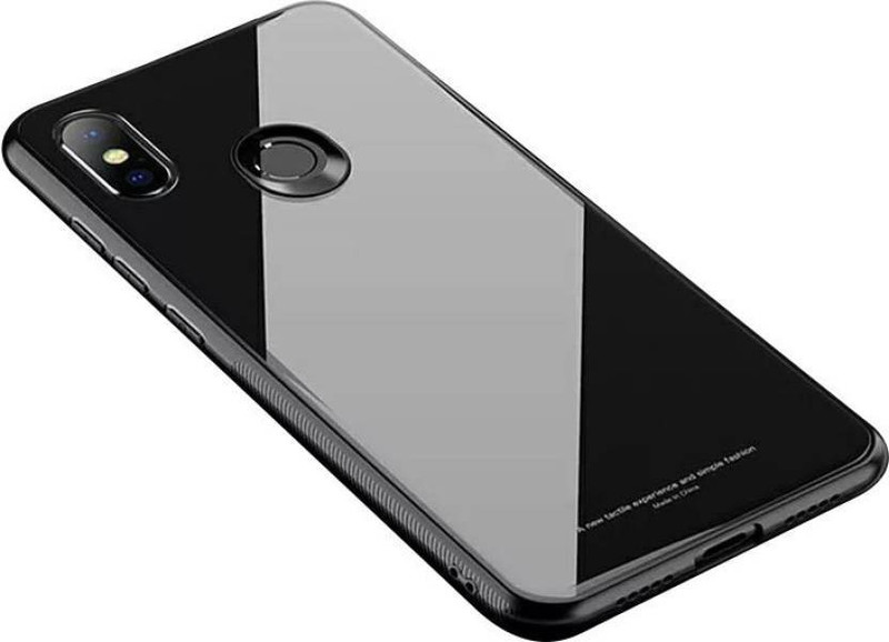 surpriseme Back Cover for Mi Redmi Note 6 Pro (Glass Black, Dual Protection, Glass, Rubber)(Glass Black, Shock Proof)