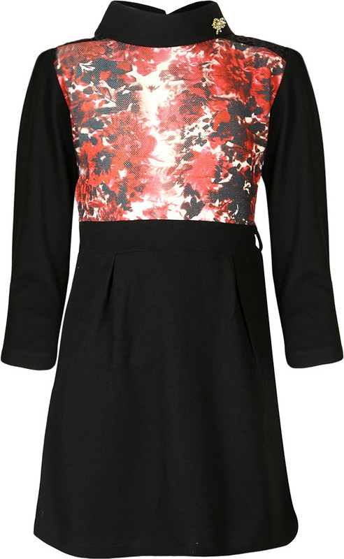truffles Girls Midi/Knee Length Party Dress(Black, Full Sleeve)