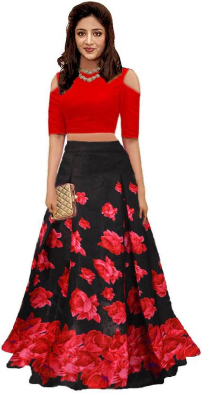 rukhsar fab Floral Print Semi Stitched Lehenga Choli(Pink)