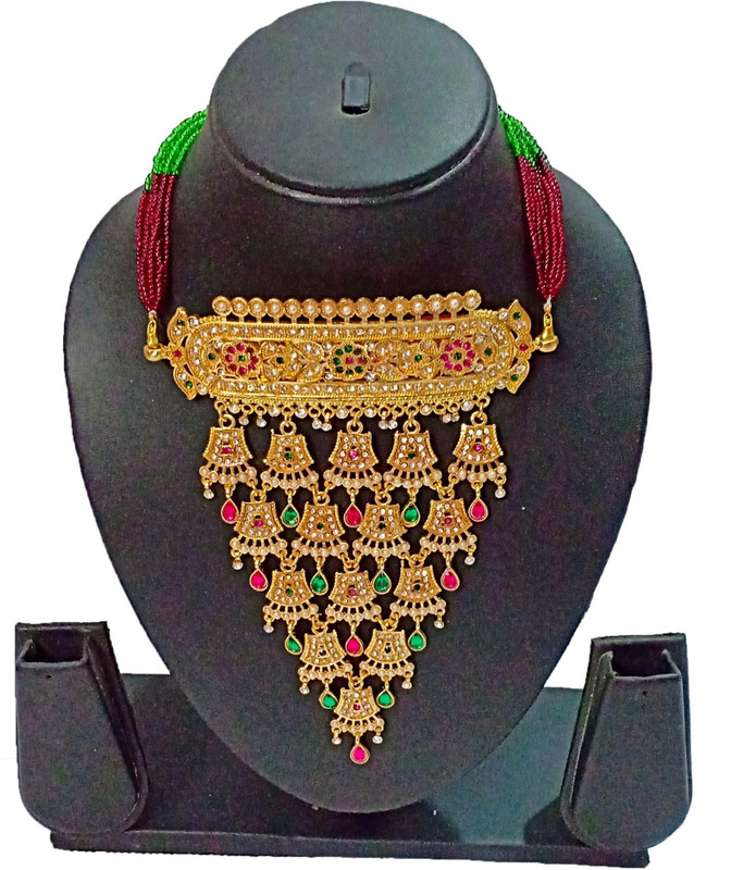 beauty plus collection RAJPUTI ADD (MULTI COLOUR ) Zircon Gold-plated Plated Brass Necklace