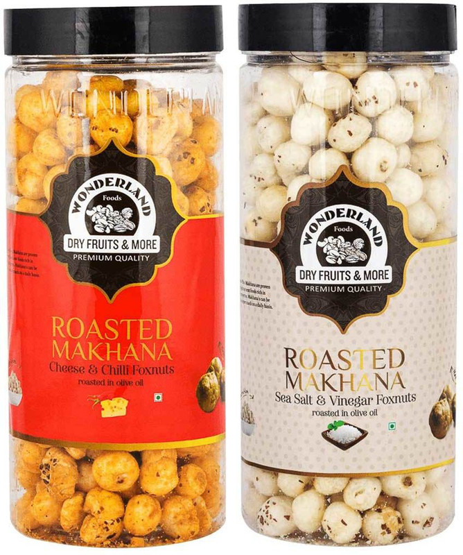 Wonderland Roasted Makhana Cheese And Chilli & Sea Salt Vinegar Foxnuts Assorted Nuts(2 x 100 g)