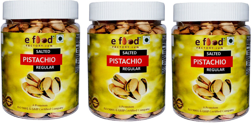 e food factory Salted Pista Regular Set Of 3(250gm Each) In Pet Jar Pistachios Mason Jar(3 x 250 g)