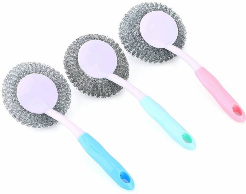 yezbay Hanging Handle Steel Wool Creative Kitchen Washing Pot Dishes Cleaning Brushes Pack of 3 Scrub Pad(Medium, Pack of 3)