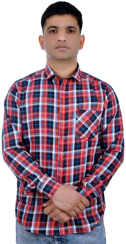 ziva outfit Men Checkered Casual Blue Shirt