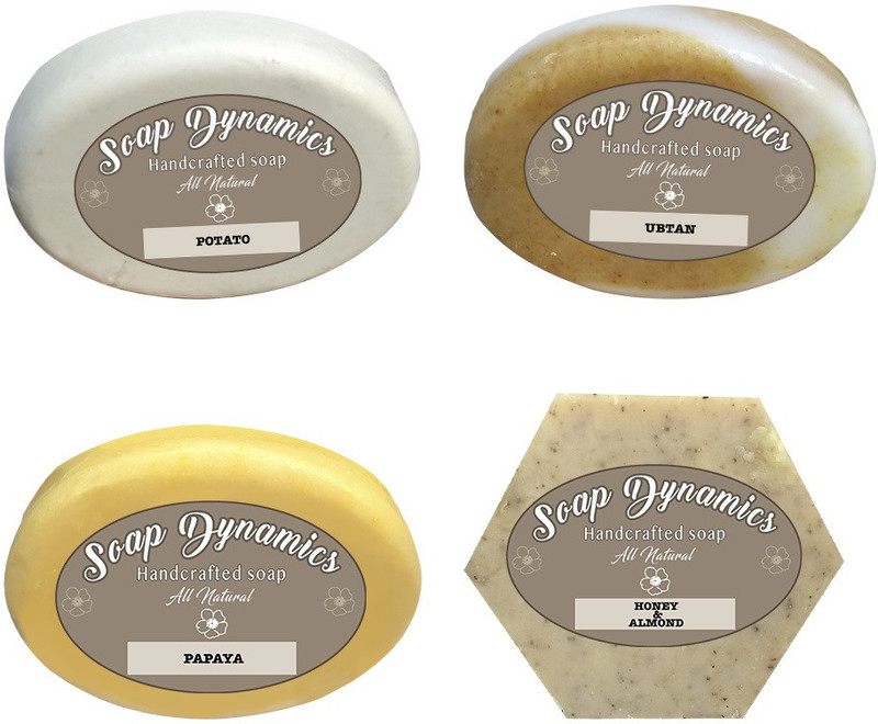 dynamics Handcrafted Natural Soaps for DRY SKIN (Pack of 4 Soaps)(4 x 95 g)