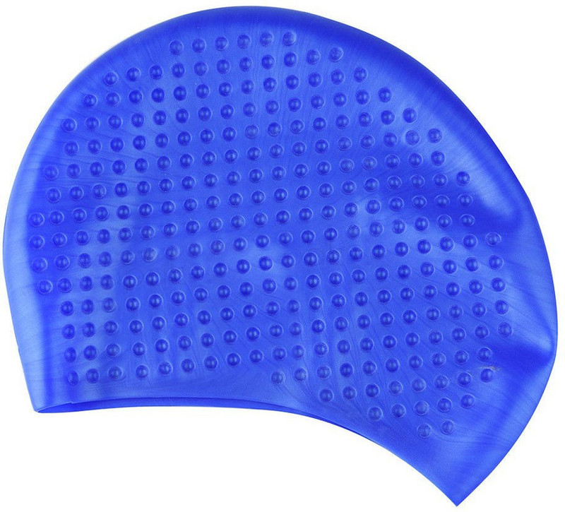taj carpets HAIR PROTECTION SILICON SWIMMING BUBBLE CAP FOR SWIM Swimming Cap(Blue, Pack of 1)