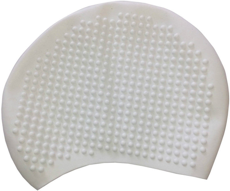 taj carpets HAIR PROTECTION SILICON SWIMMING BUBBLE CAP FOR SWIM Swimming Cap(White, Pack of 1)