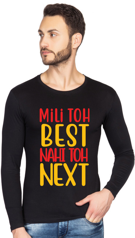 bluehaaat Printed Men Round Neck Black T-Shirt