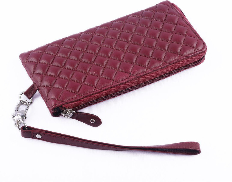 ox rodeo Women Casual Maroon Genuine Leather Wallet(12 Card Slots)