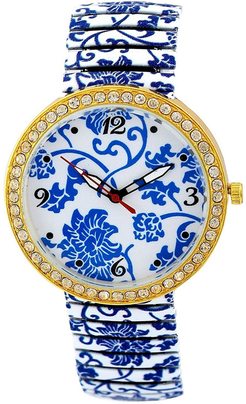 Genevaa Fancy White Design Shining Crystals Studded Stretchable Band Analog Watch - For Girls Genevaa Fancy White Design Shining Crystals Studded Stretchable Band Analog Watch - For Girls