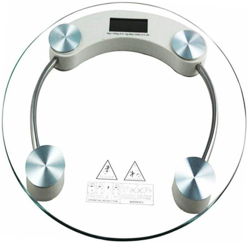 Qoibito Personal Health Human Body Digital Weight Machine Round Transparent Glass Weighing Scale(White)
