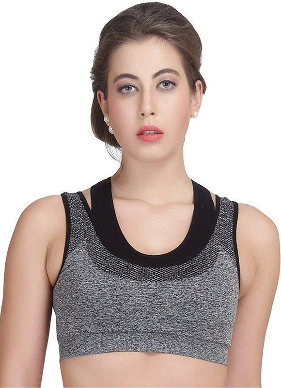 ayushicreationa byayushicreationa women bra Women Sports Non Padded Bra(Grey, Black)