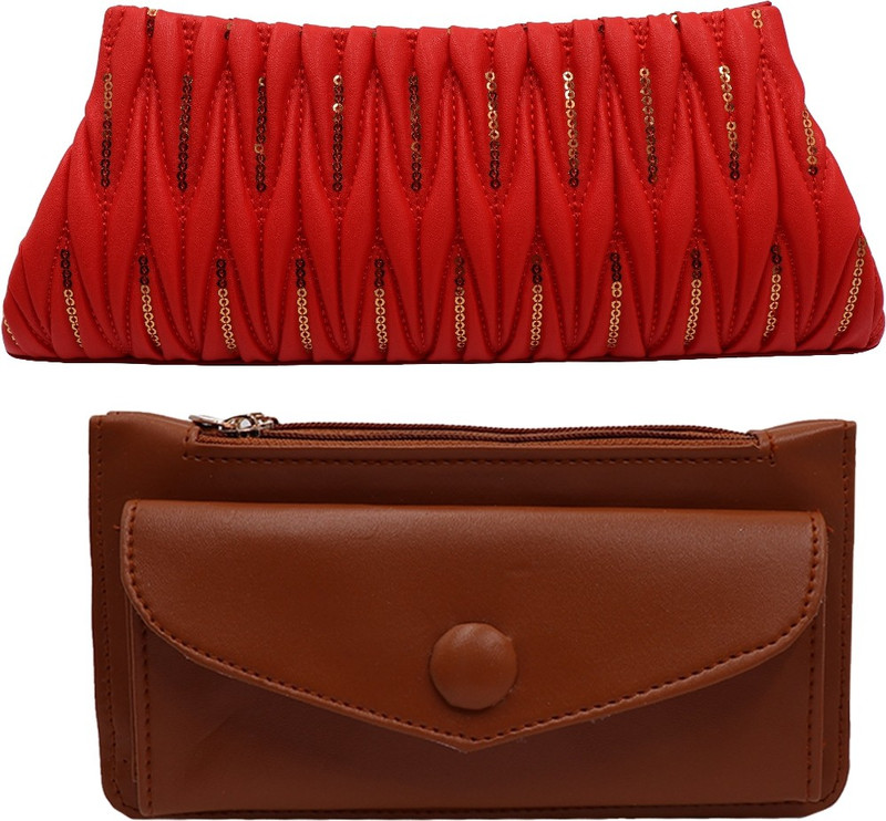 landloper Sports, Party, Formal, Casual Red, Brown  Clutch