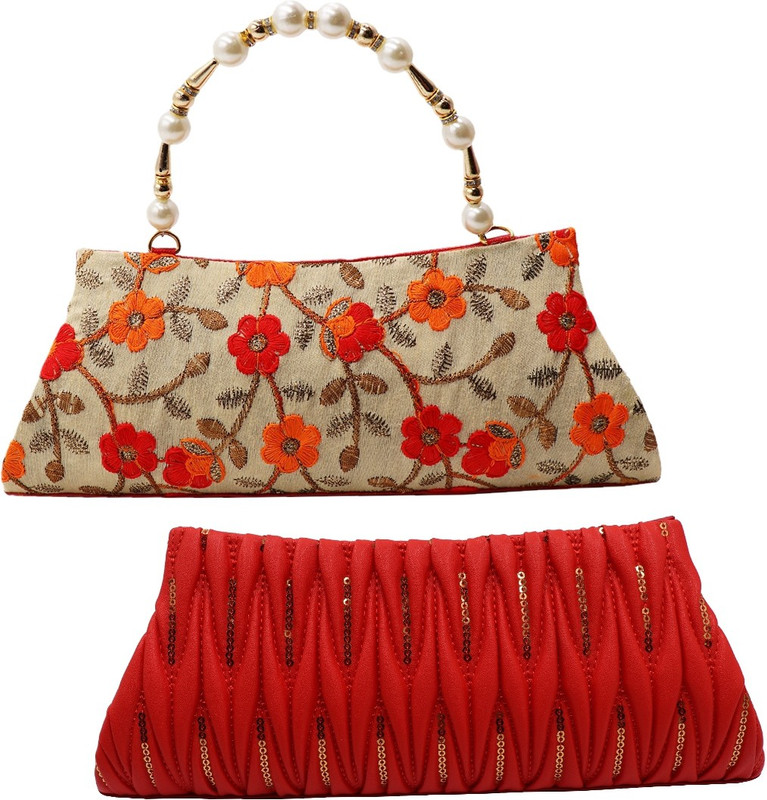 landloper Sports, Party, Formal, Casual Red, Beige  Clutch