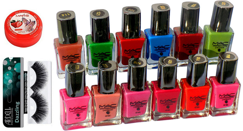 dazzling Eyelashes, Professional Nail Paints Set of 12 With Nail Remover(Set of 14)