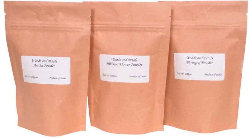 woods and petals amla powder hibiscus powder bhringraj powder ( set of 3 )(300 g)