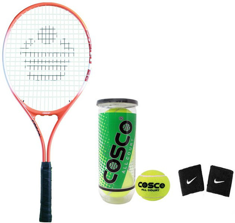 COSCO Drive 25 Tennis Racket kit- (1 Racket "8 to 10 year only", 3 Ball, 2 Wrist Band) Tennis Kit