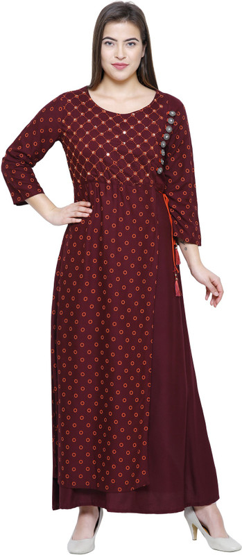 sonia collection Women Embroidered A-line Kurta(Maroon)