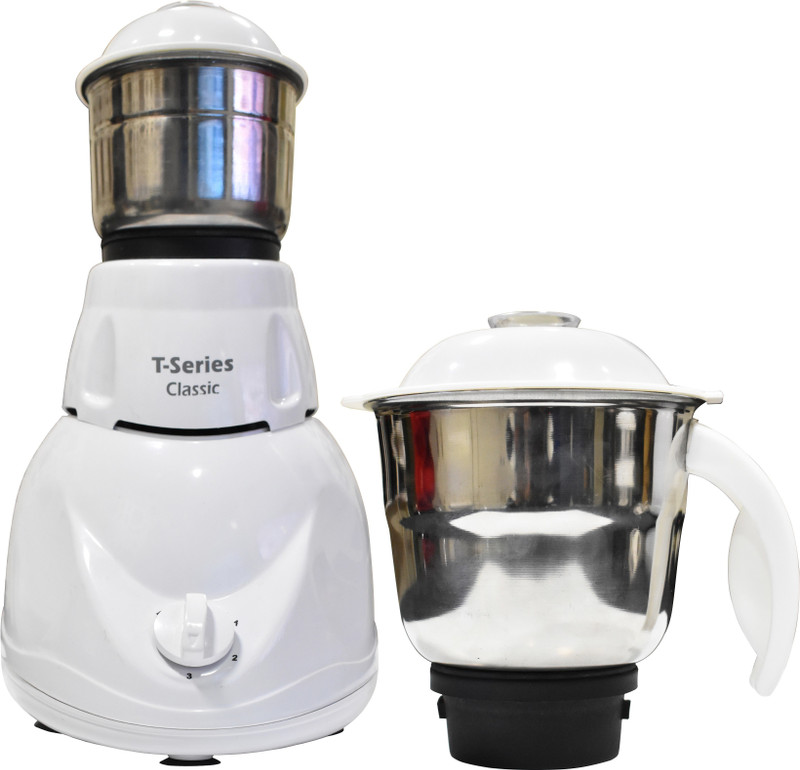 T-Series Classic 500-watt Mixer Grinder with 2 Jars 500 Mixer Grinder(White, 2 Jars)