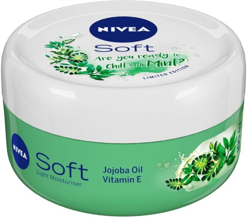 Nivea Soft Light Moisturizing Cream, Chilled Mint Fragrance, with  E & Jojoba Oil (Face & Body Cream)(100 ml)