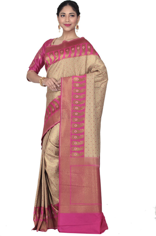 keya seth exclusive Self Design Fashion Poly Silk Saree(Pink)