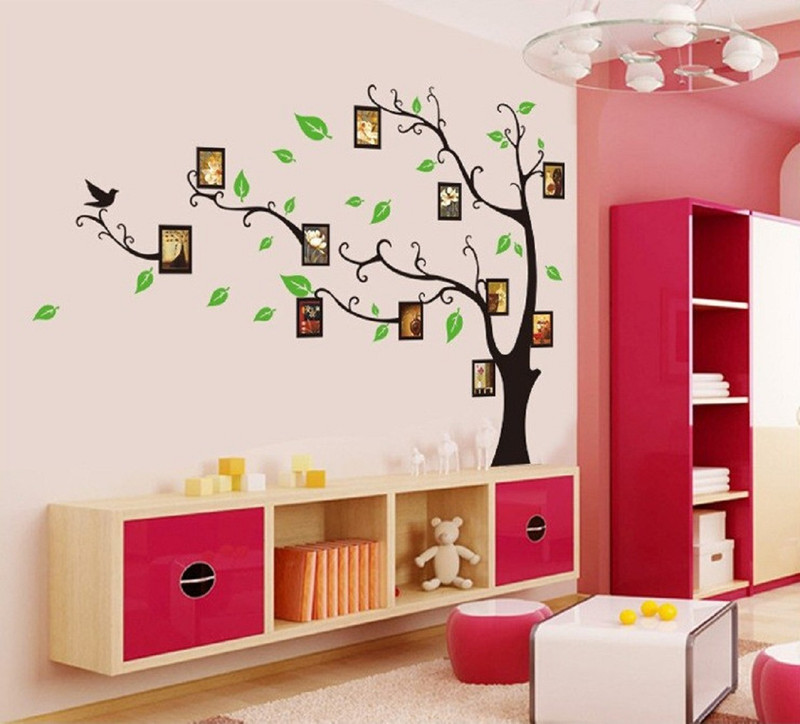crayowns Medium Latest Stylish Tree with Photo Frames PVC Vinyl Wall Sticker  Sticker(Pack of 1)
