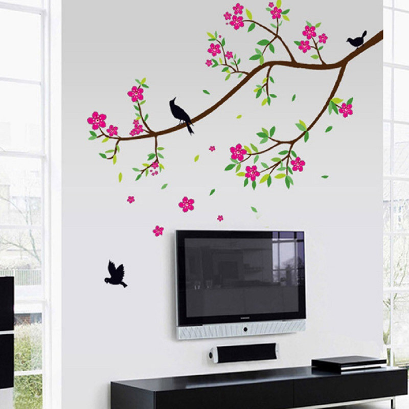 crayowns Medium Latest Stylish Green Leaves Tree Bird PVC Vinyl Wall Sticker  Sticker(Pack of 1)