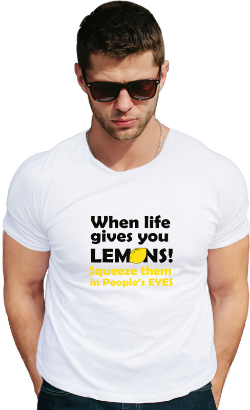 osw fabrics Printed Men Round Neck White T-Shirt