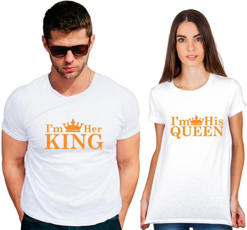 osw fabrics Printed Men & Women Round Neck White T-Shirt(Pack of 2)