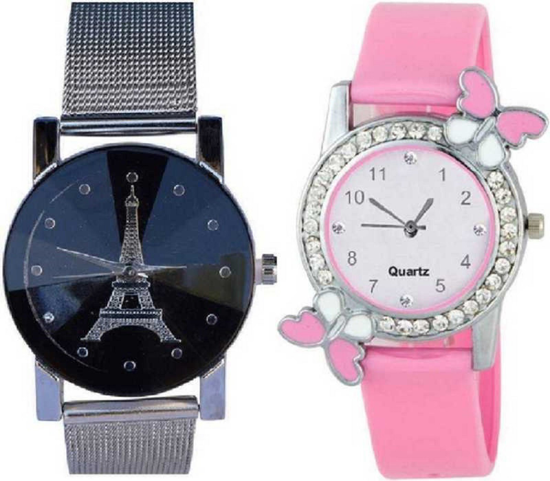 zeydan Beautiful paris and pink butterfly watch combo watch Analog Watch  - For Girls