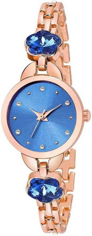 next vision Art Designer Stylish Blue& Rose Gold Dial Silver Strap Bracele New Attractive Look Fashion Watch Women New Designer Fashion Analog Watch  - For Girls