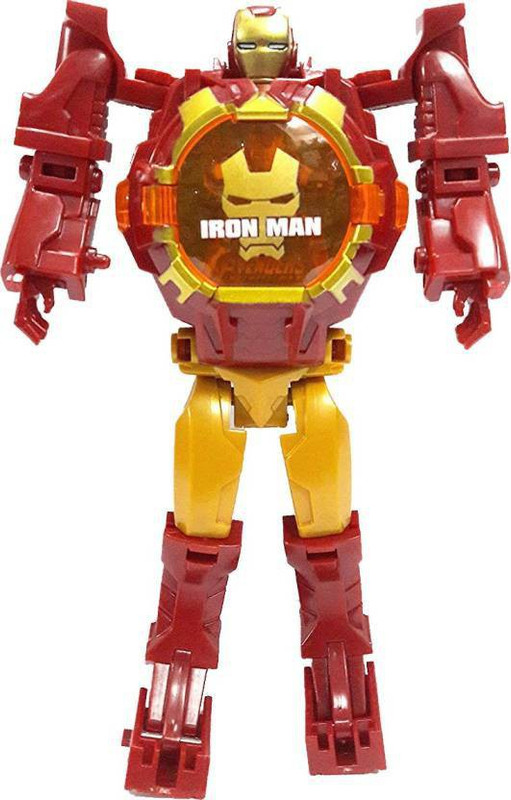 galaxies IronMan Action Figure to Robot Digital Wrist watch(Brown, Yellow)
