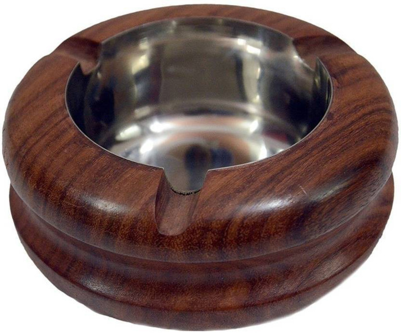 Aafiya handicrafts Af0367 Brown Wood, Steel Ashtray(Pack of 1)