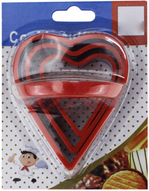 AVMART Blue Silicon Steel Heart Shaped Cookie Cutter, Chocolate, Pastry, Pudding, Cake Cutter (Set of 3) with Handle Cookie Cutter(Pack of 3)