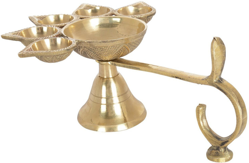 star decor Aarti Diya (Panch Aarti) Brass Table Diya(Height: 2.5 inch)